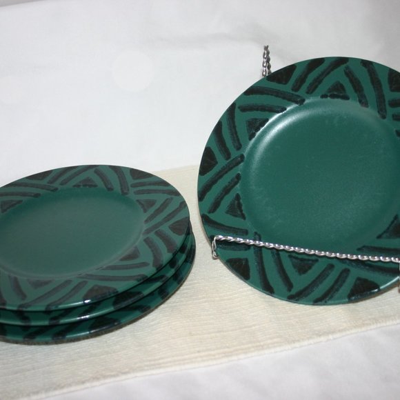 Pfaltzgraff Solstice Dark Green Lot of 4 Bread or Appetizer 8" Plate R-156 - Picture 2 of 6